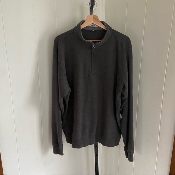Peter Millar Gray Golf 1/4 Zip Mock Neck Melange Fleece Pullover Sweater Mens XL - Picture 2 of 5